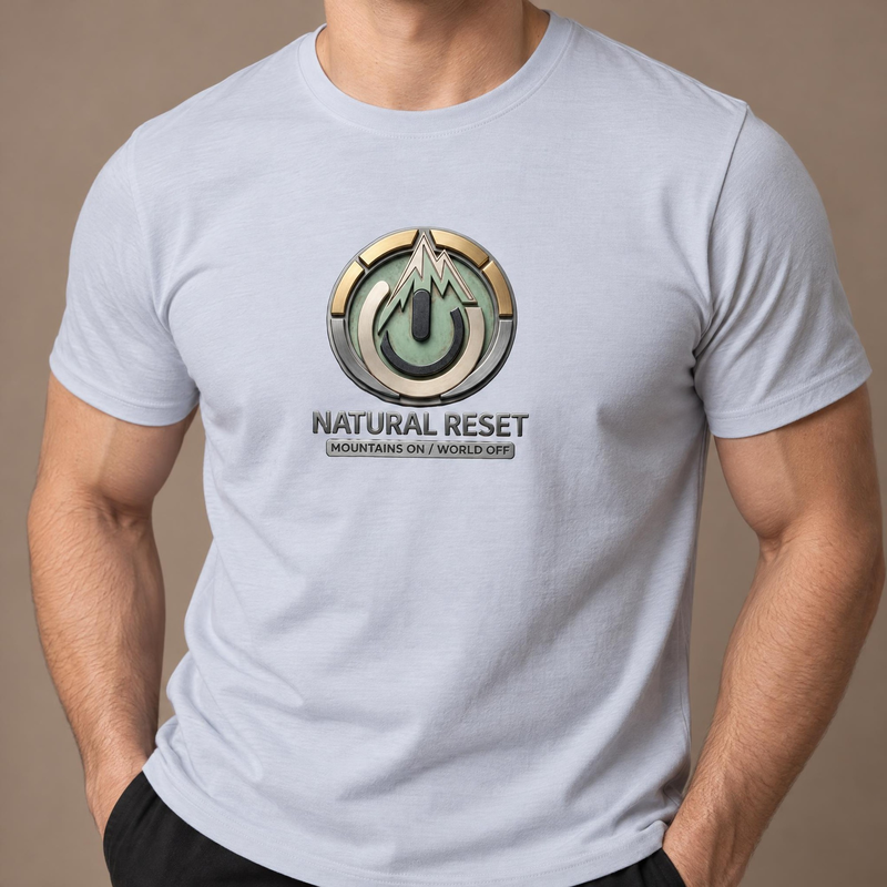 Koszulka męska xpossible „Natural Reset” – kolor: jasny szary, zbliżenie na grafikę