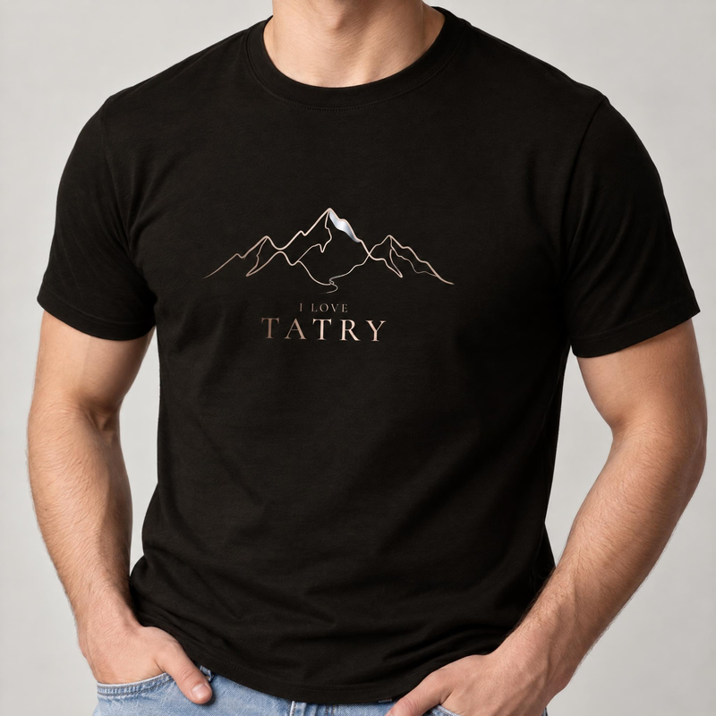 Koszulka męska xpossible „I love Tatry” – kolor: czarny, zbliżenie na grafikę